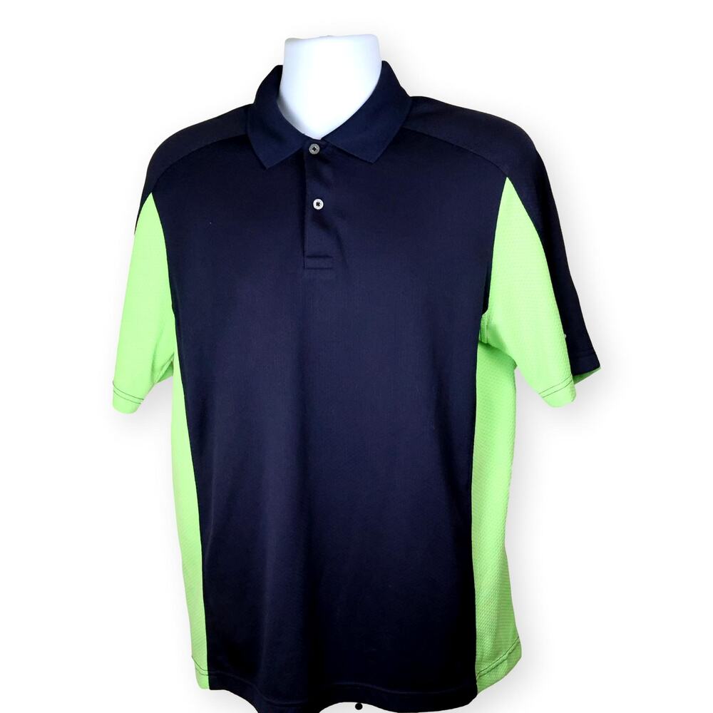 IZOD Performance Golf Lime Blue Polo Golf Shirt M